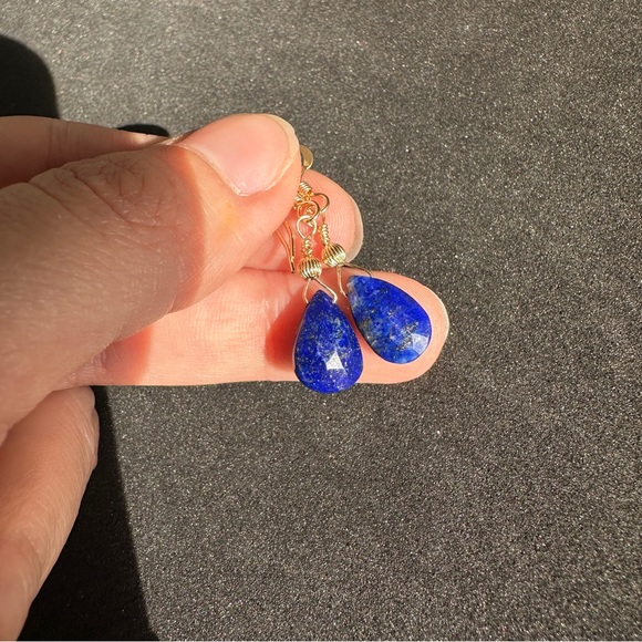 Lapis Lazuli Necklace Earrings Set 14k Gold Filled - Picture 11 of 12
